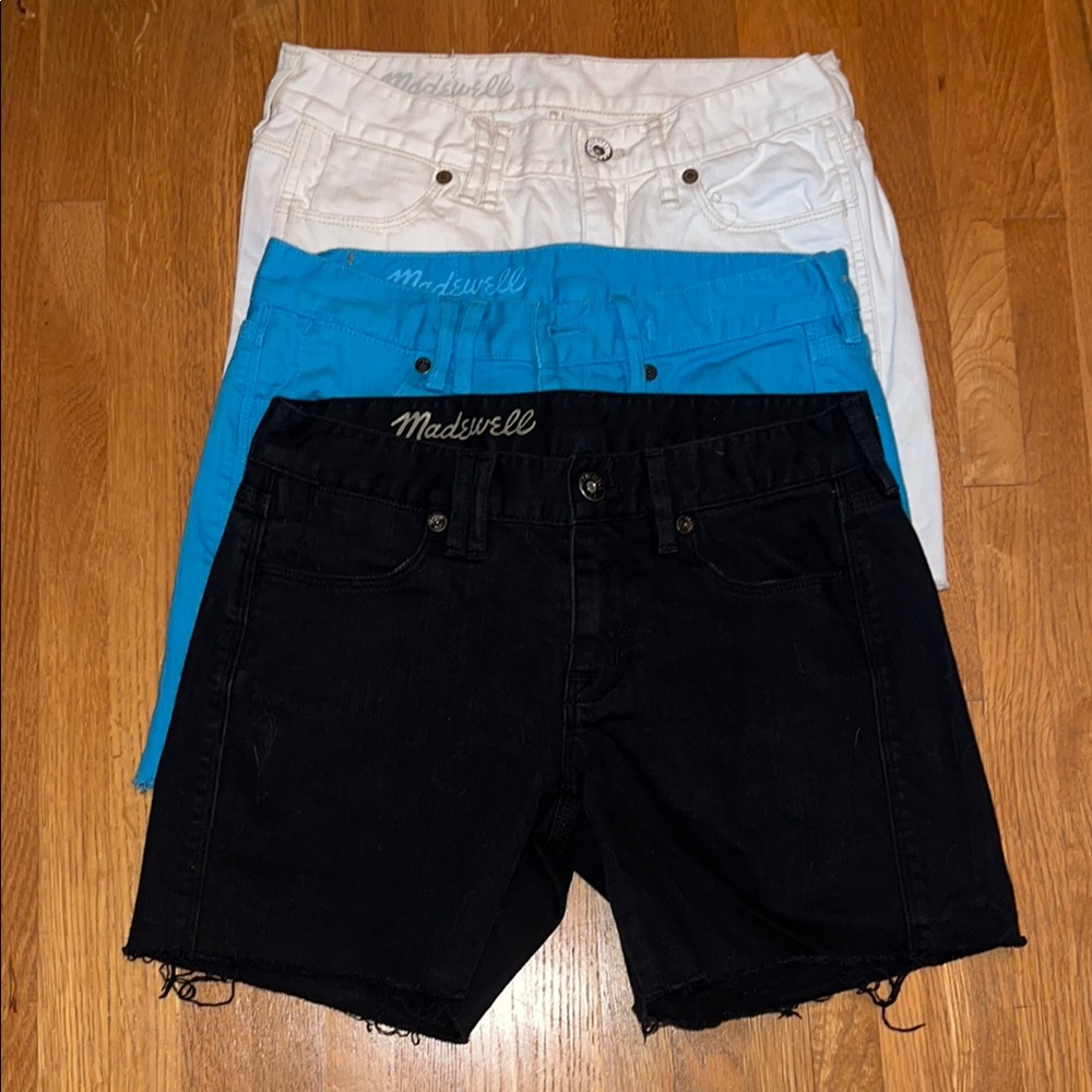 Madewell Cut-off Shorts Bundle - Black, Blue, White
